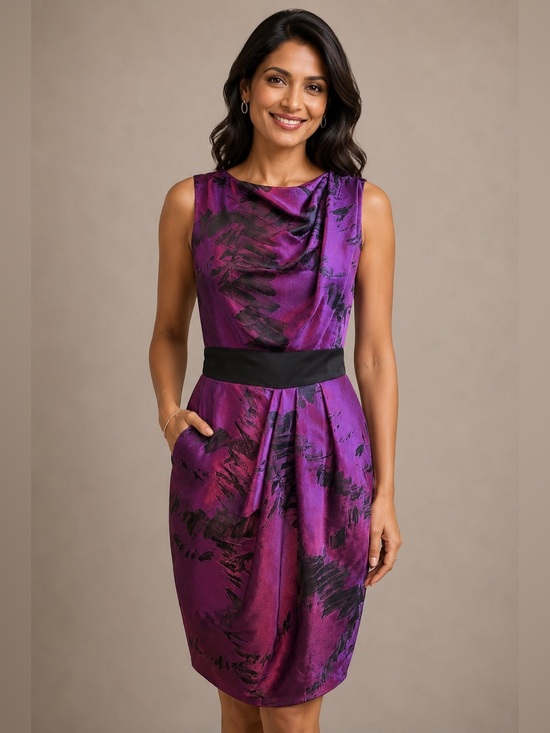 J. Mendel Dresses & Skirts - J. Mendel Stunning Purple & Black Sleeveless Midi Dress Size 8